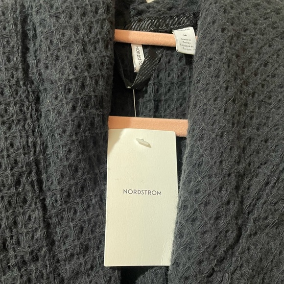 Nordstrom Men’s Waffle Knit Hooded Size Medium Cotton Black NWT - Picture 4 of 7